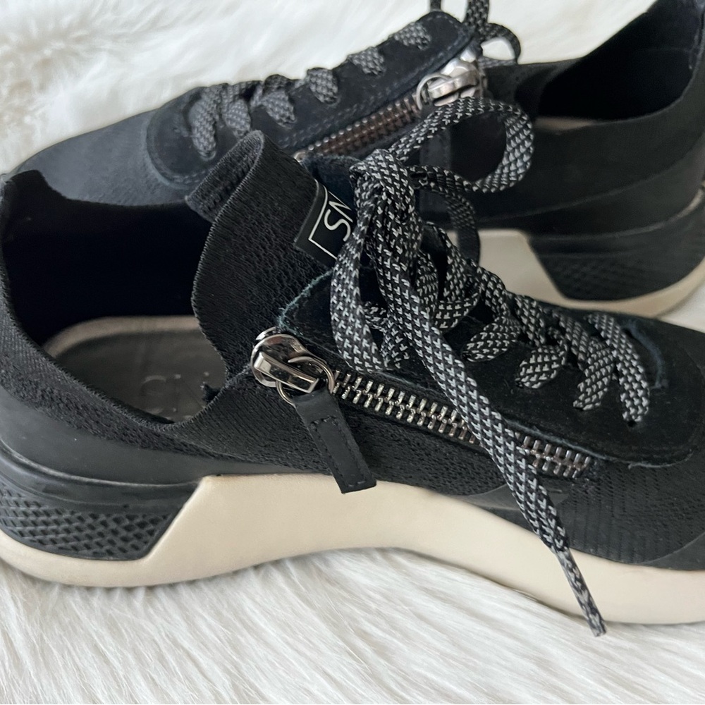Stylish Black and White Athletic Shoes with Zipper From SNKR Project